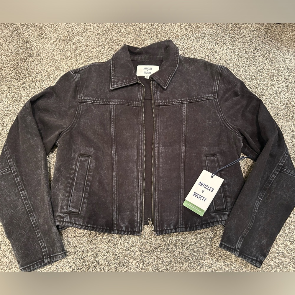 Articles of Society Debbie Racer Jacket in Acid Gunpowder size Medium NWT